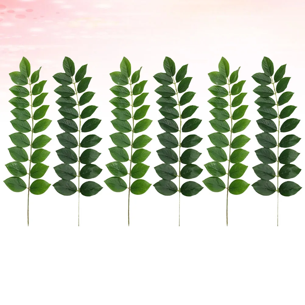 

6 pcs Fake Larch Artificial Plants Simulation Green Leaves Home Office Decor Wedding Party Lifelike Qualitygreen Home