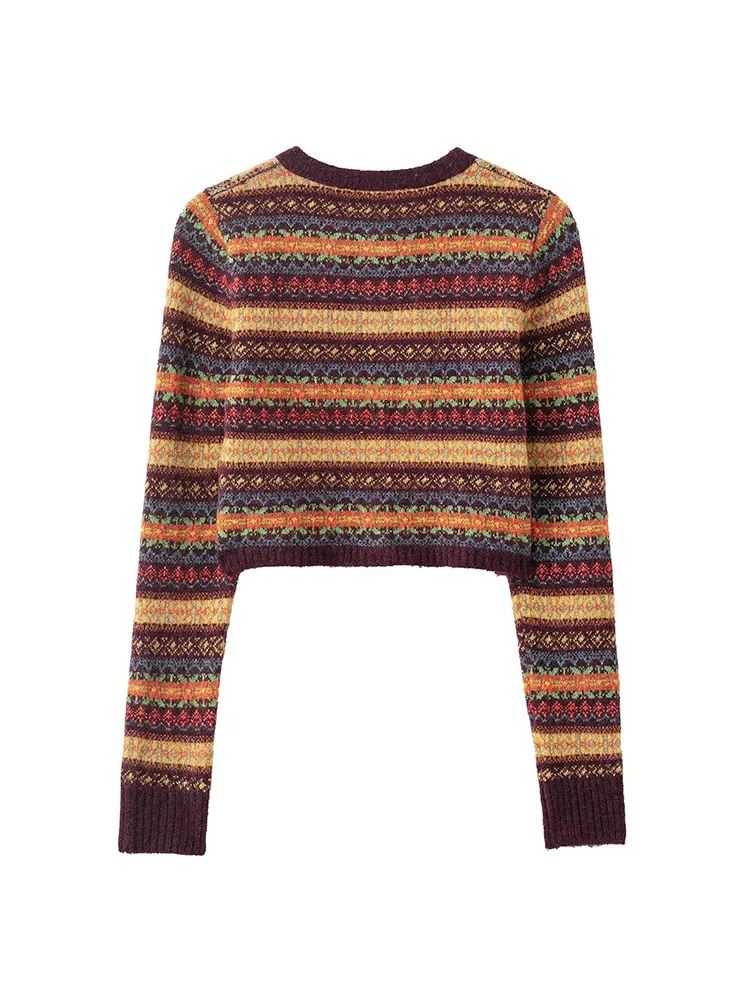 เสื้อแจ็คเก็ตถักลายแจ็คการ์ดสำหรับผู้หญิง HH รุ่นต้นฤดูใบไม้ผลิ ปี 2026 ทรงเรโทร คอทรงกลม ซิปหน้า สไตล์ลำลอง เหมาะสำหรับใส่ไปทำงาน ผ้าบางเบา