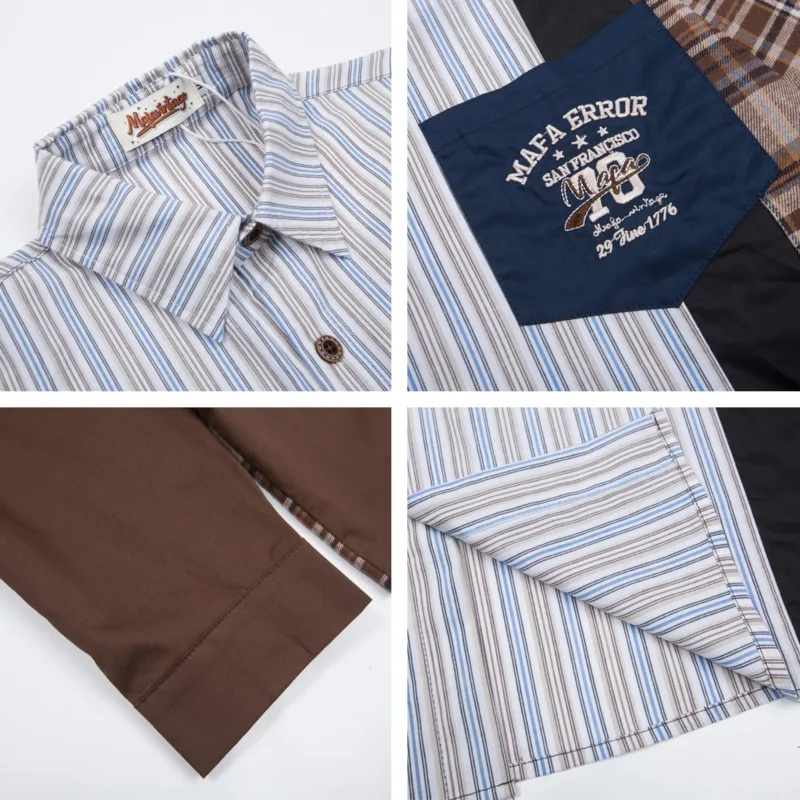 Рубашка с длинными рукавами в контрастную полоску в американском стиле для мужчин и женщин весной, свободная и повседневная, универсальная для пар.