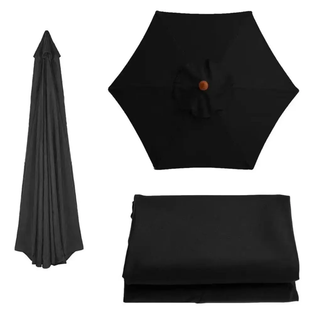 Waterproof Patio Umbrella Replacement Canopy Rainproof Sunproof Outdoor Parasol Canopy 6 Bones Center-Pole Garden Umbrella Cover