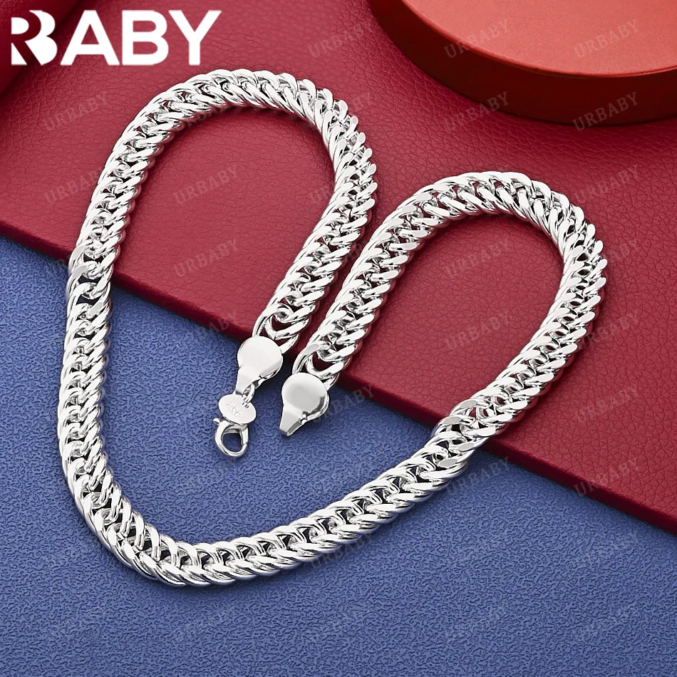 

URBABY 925 Sterling Silver 50cm 10mm Chain Necklace For Men Creativity Gifts Street All-match Party And Daily Wear
