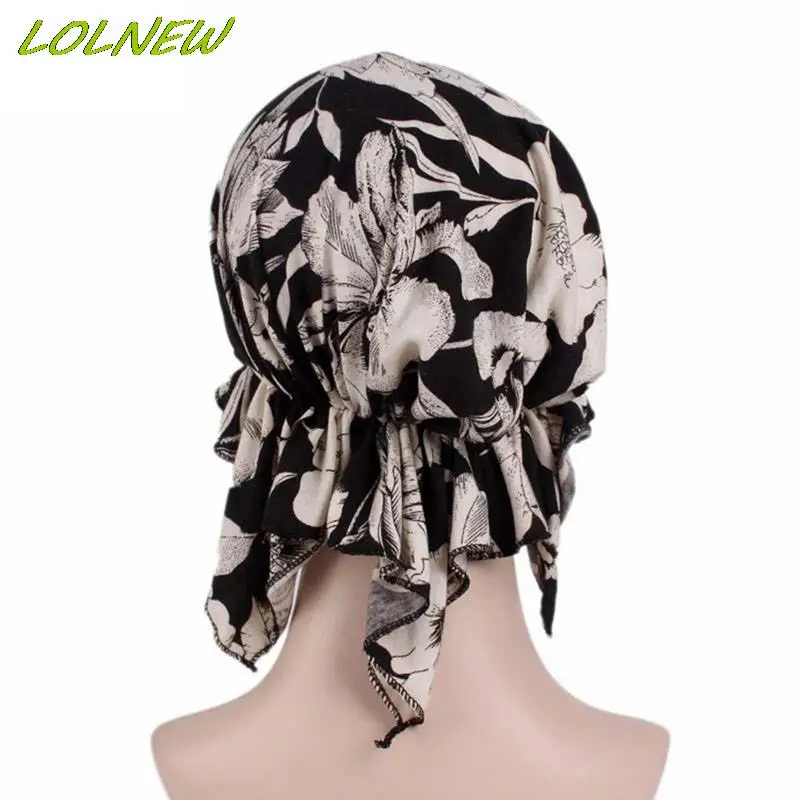 Pre-tie Style Spring Summer Brand Skullies Beanies Women Turban Chemotherapy Cap New Stretch Cotton Printing CHEMO CAP