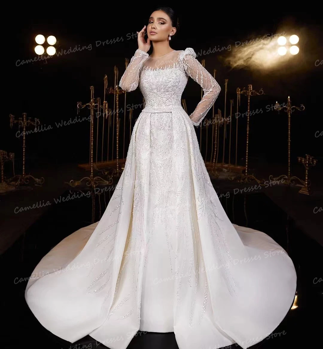 Simple Square Collar Wedding Dresses Women's A Line Sexy Appliques For Bridal Gowns Formal Sweep Train Satin Vestidos De Fiesta