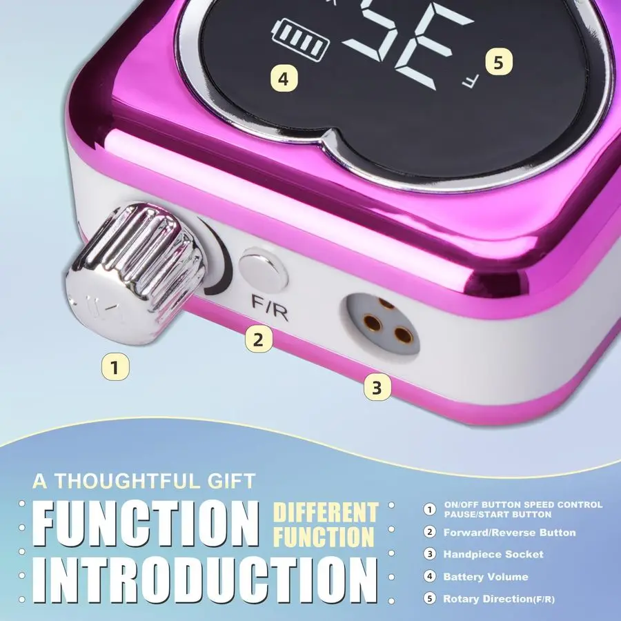 مثقاب أظافر احترافي 35000 دورة في الدقيقة، مجموعة ماكينة Efile لملف الأظافر الكهربائية، مجموعة أدوات أظافر أكريليك قابلة لإعادة الشحن، جل مانيكير وباديكير #6