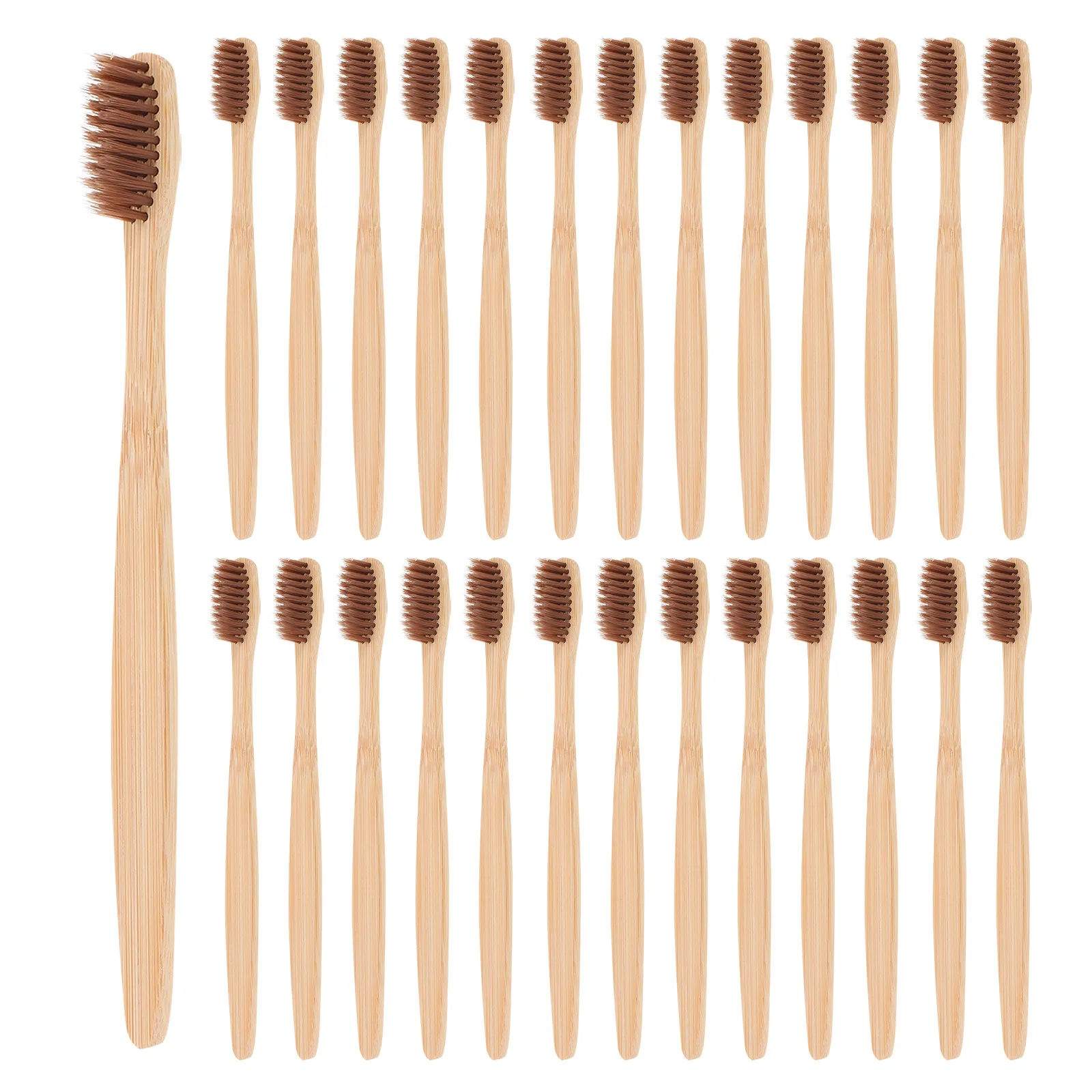 30Pcs Bamboo Toothbrush Soft Brush Adult Toothbrushes Portable Travel Tooth Brushes for Home Hotel Camping Cleaning