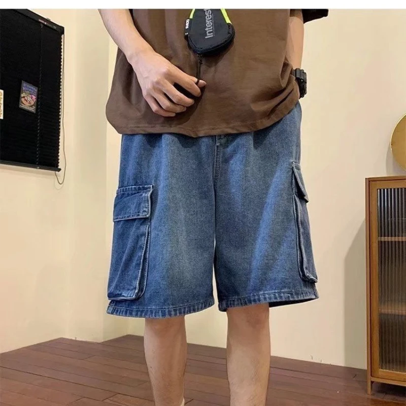 Working Denim Men's Summer Thin Wide-leg Wash Retro Casual Shorts