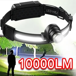 2025 NEW 1200mAh Sensor LED Headlamp XPG+COB Wick Zoom Headlight Head Flashlight Powerful Head Lamp Lantern Built in Battery
