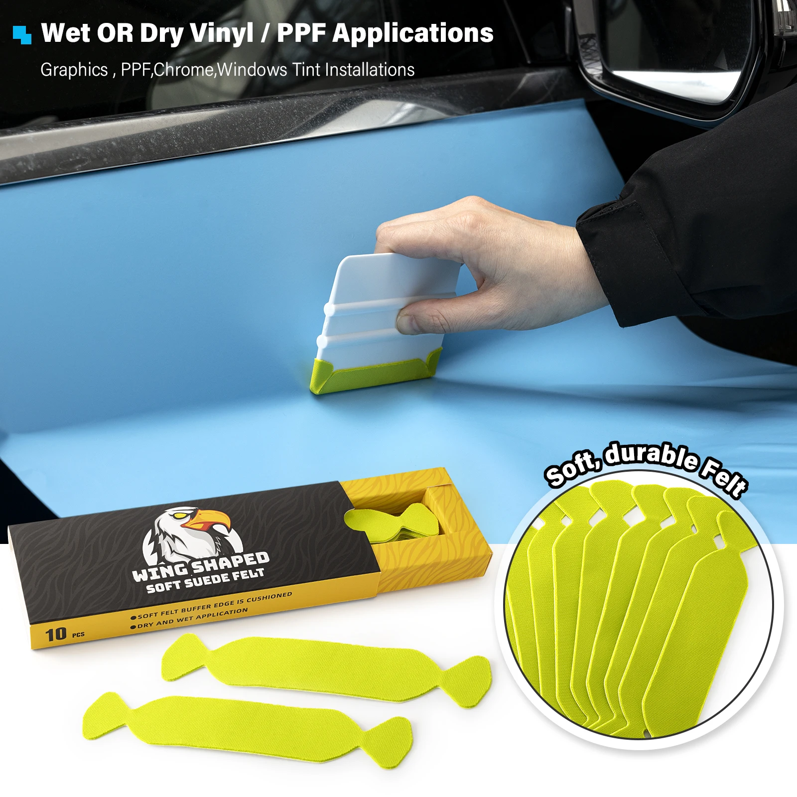 Ehdis 30 unidades/pacote sobressalente envoltório de vinil rodo borda protetora feltro pano de tecido impermeável de 3 camadas para raspadores de cartão de plástico de 10cm