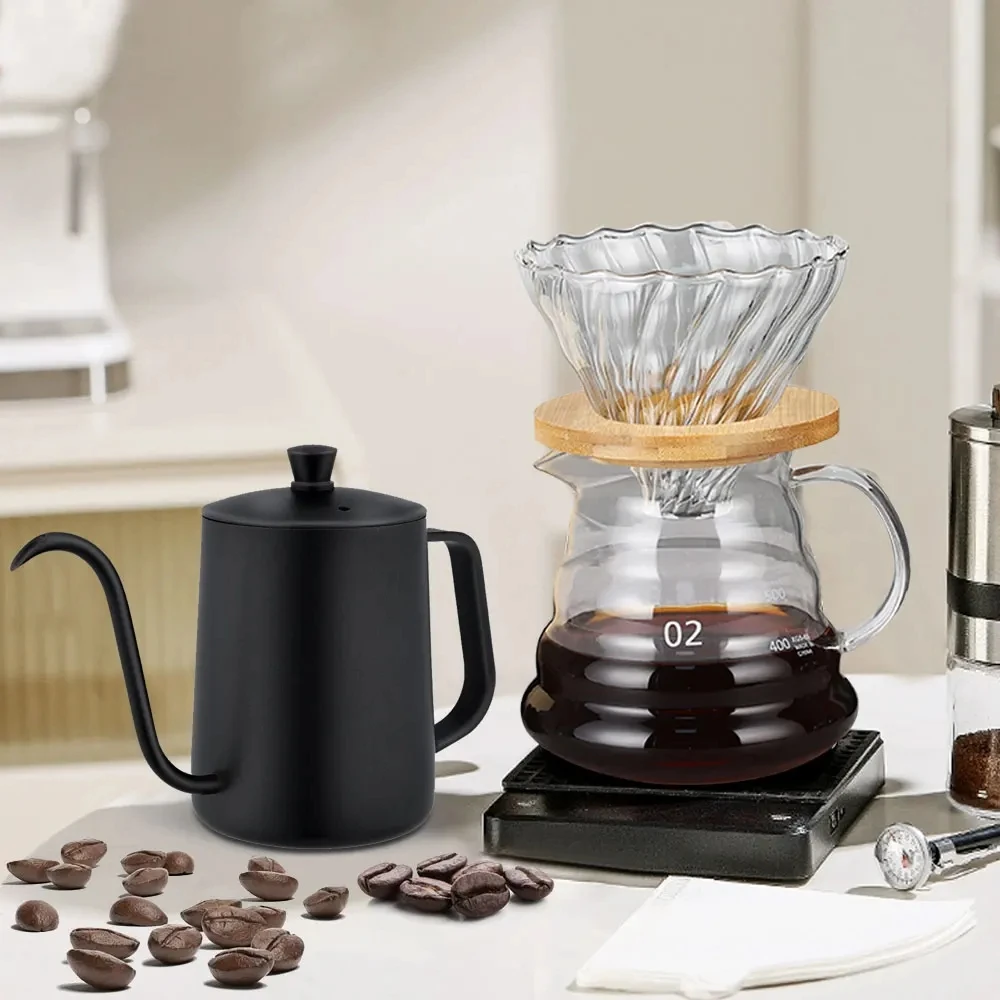 Pour Over Coffee Maker Set  Glass Coffee Pot Dripper Set Free Paper Sharing Pot & Filter Reusable Coffee Utensils Drip Pot