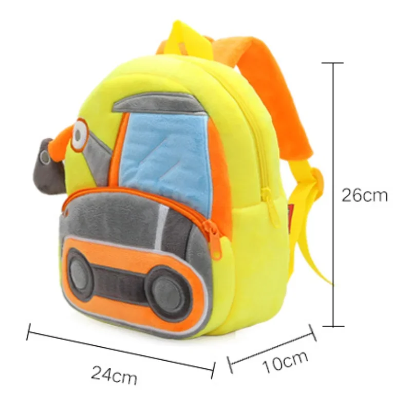 Engineering Vehicle Cute Kids Backpack Digger Plush Toddler Backpack Baby Bags for Boys Girls Aged 2-4 Kindergarten Schoolbags