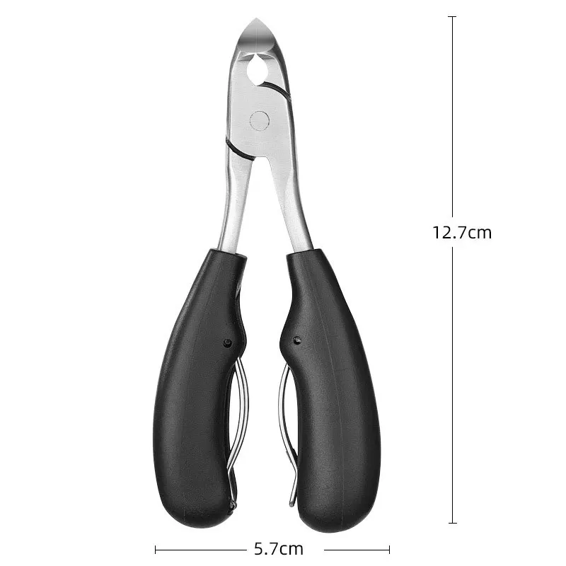 مقص أظافر من الفولاذ المقاوم للصدأ للأظافر السميكة والصلبة، شفرة منحنية مريحة مع قبضة غير قابلة للانزلاق، أدوات باديكير احترافية