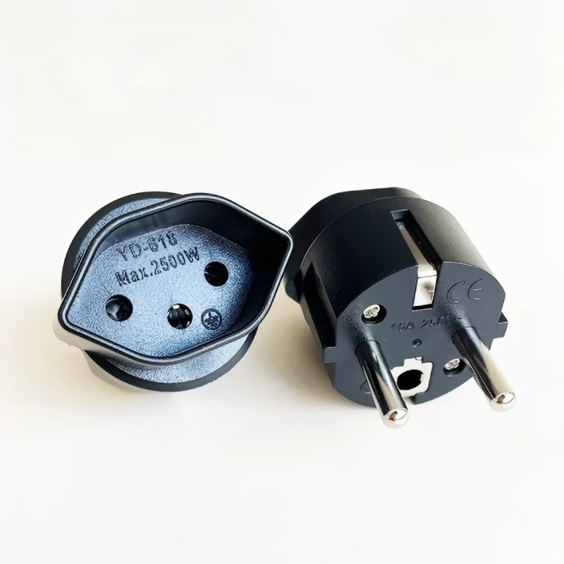 Adaptador de tomada de viagem europeu para França, adaptador de tomada suíça para europeia, adaptador de viagem 10A 250V