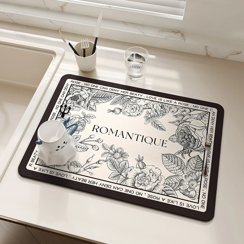 Super Absorbent Kitchen Dish Drying Mat Coffee Maker Mats Drain Pad Tableware Draining Pad Quick Dry Rug Dinnerware Placemat