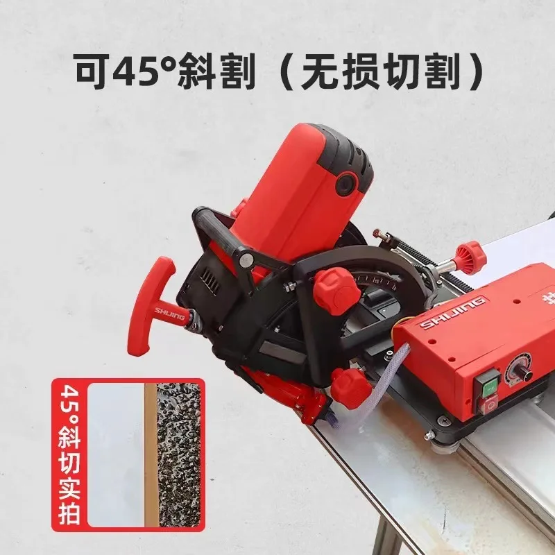 Portable hand push electric track cutter rock slab 45 degree straight cutting chamfer 2 with processing cutting