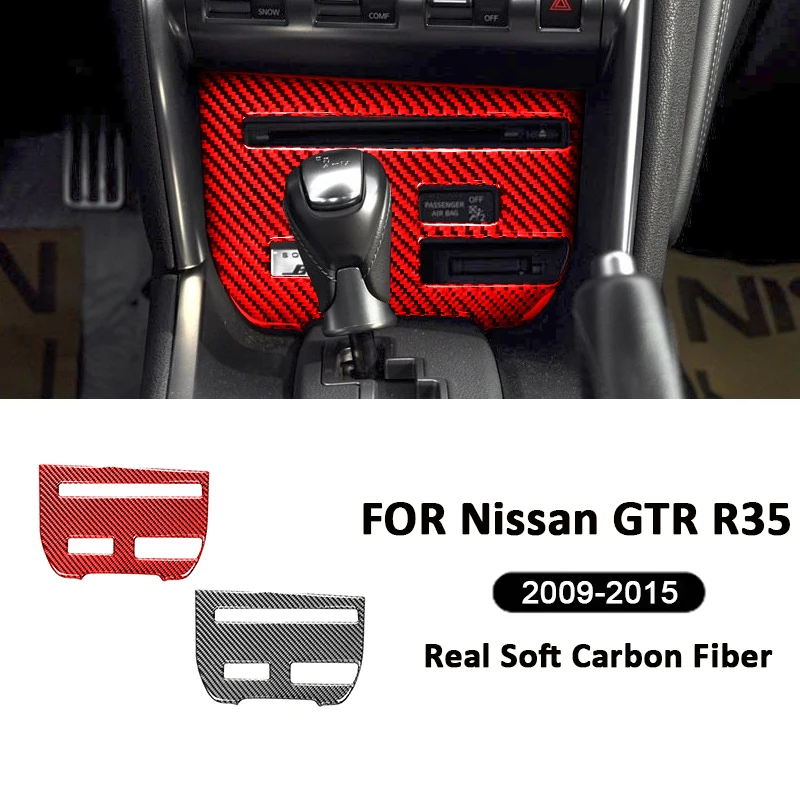 

Carbon Fiber Car Multimedia DVD Player Panel Buttons Frame Cover Decoration Sticker For Nissan GTR R35 2009-2015 Accessories