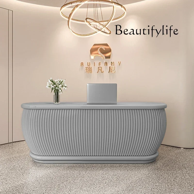

Company Paint Reception Desk Simple Clothing Store Cashier Counter Bar Special-Shaped Creative Fashion Front