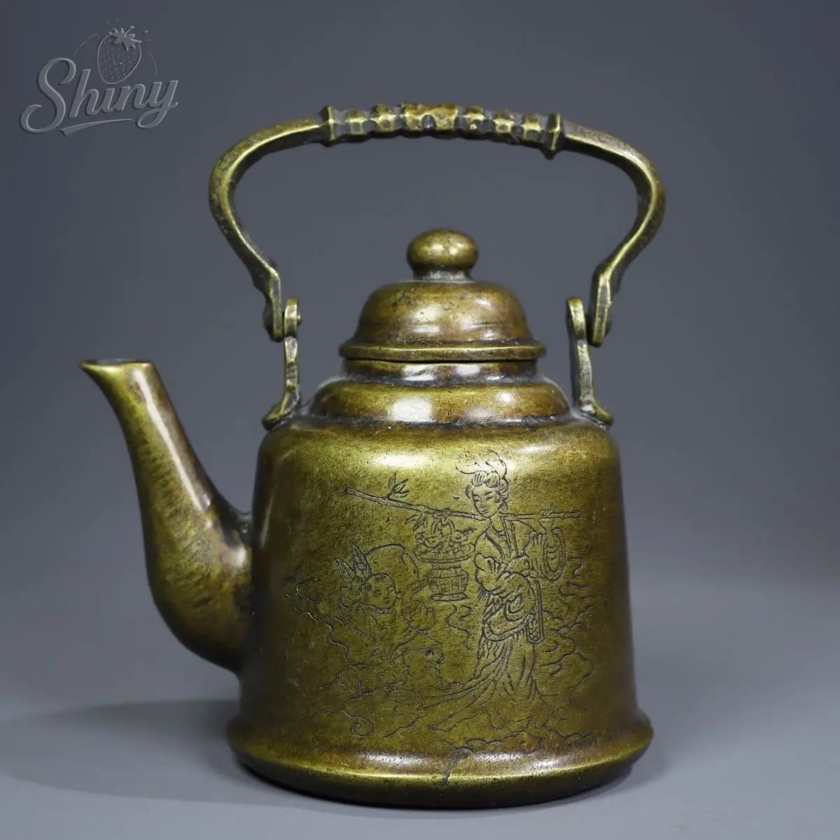 

Китайский чайник ручной работы, чайник с горячей водой, медный горшок для вина, старый винный набор, антикварный чайник с ожогами, ретро декоративные украшения