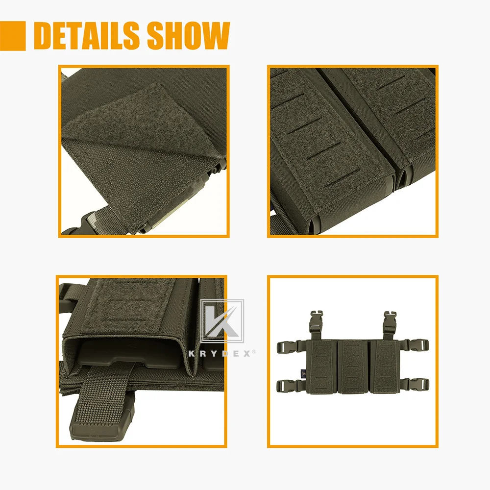 KRYDEX Tactical Panel Placard Triple .223 5.56 Magazine Pouch Mag Carrier Kydex Insert For Hunting Chest Rig Vest Accessories