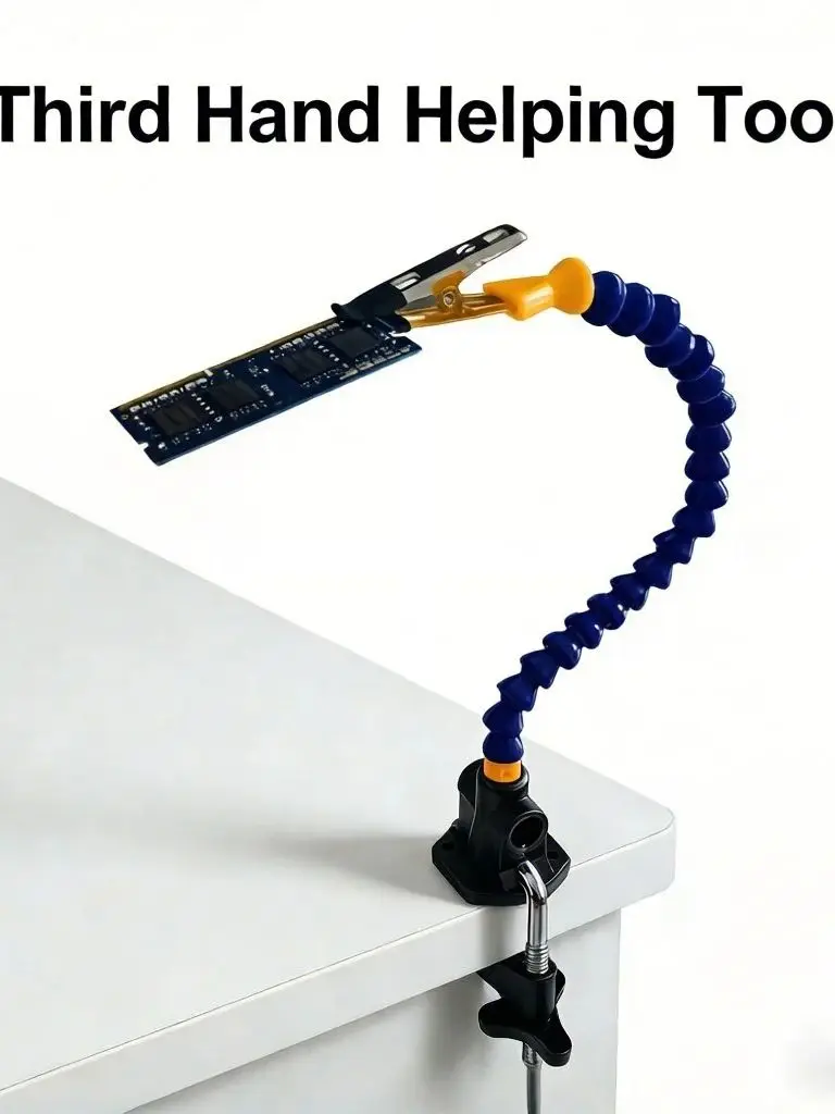 Dritte Hand zum Löten, PCB-Leiterplattenhalter mit flexiblen Armen und Tischklemme für die Reparatur von Elektronikplatinen – Detail 3