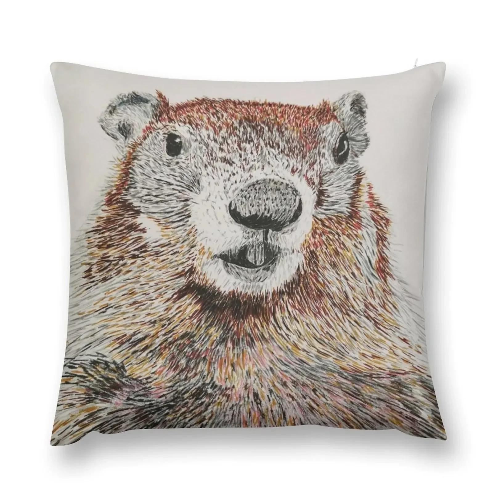 Groundhog ink pen portrait Throw Pillow Cushions For Decorative Sofa Sofa Cushions Cover bed pillows pillow