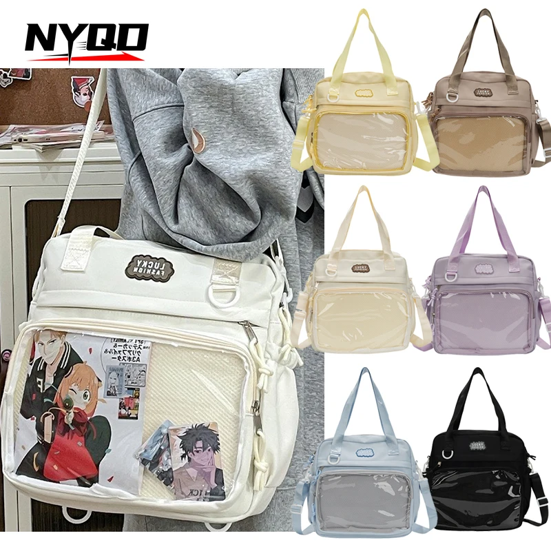 女性用大容量ナイロンバッグ,原宿ファッションバッグ,アニメバッジeバックパック,女の子用カジュアル通勤バッグ