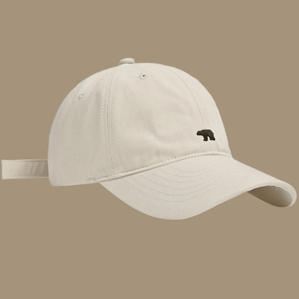 Versatile Casual Polar Bear Embroidered Baseball Hat For Women Summer Big Brim Show Face Small Sun Protection Duck Tongue Hat