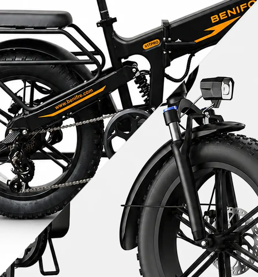 Electric Bicycle Benifore X1T Pro 20" Tire Top Speed 35Mph Fully Suspended Adult Electric Bike 48V 20Ah Battery Dual Disc Brakes 90NM Max Range 65Miles LCD Display New image 6
