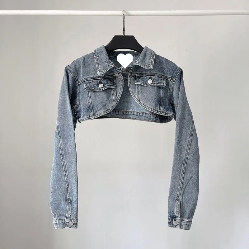 

Short denim short jacket for women in spring/summer 2024 Street Spicy Girl Trend Small stature tall jacket