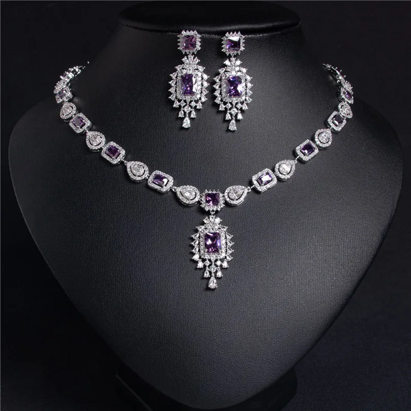 CC Vintage Jewelry Set for Wedding Women Accessories Bridal Bijoux Engagement Luxury Necklace Stud Earring Set Shining HL129