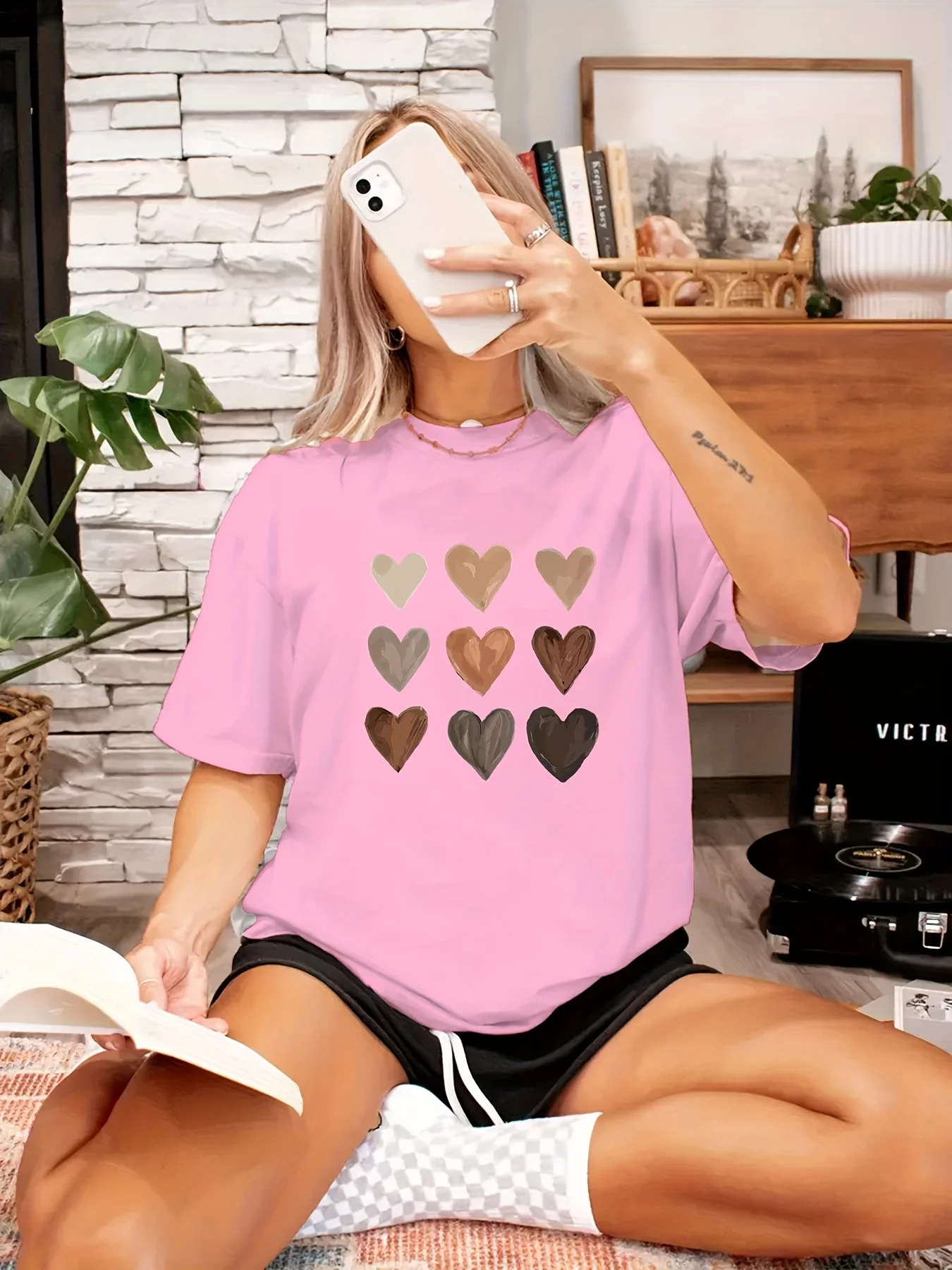 المرأة الوردي تي شيرت الباستيل كل يوم حفلة علوية Harajuku قصيرة الأكمام تي شيرت غير رسمي الملابس الشارع بلايز تيز الملابس الجمالية #2