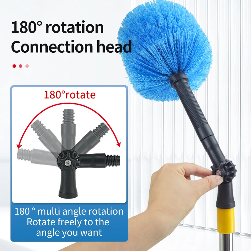 Spider Web Duster with 1.1M 1.4M 1.7M Extension Rod Ceiling Chandelier Gap Dust Web Brush Household Cleaning Tools
