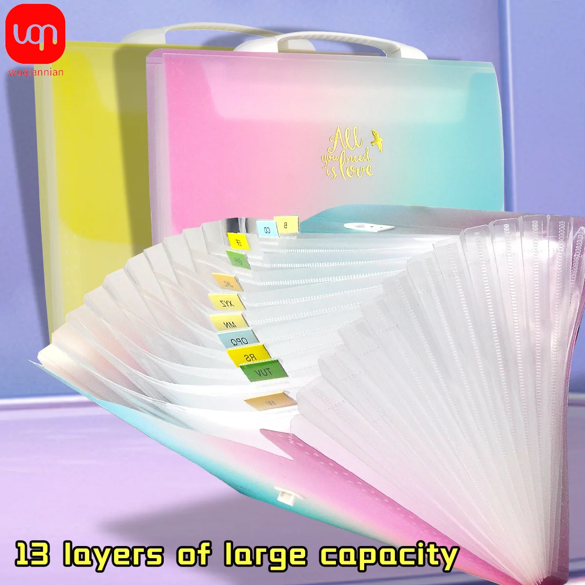 13 Pockets A4 Size Expanding Wallet File Folder Paper Document Storage Organ Bag Holder Office School Organizer