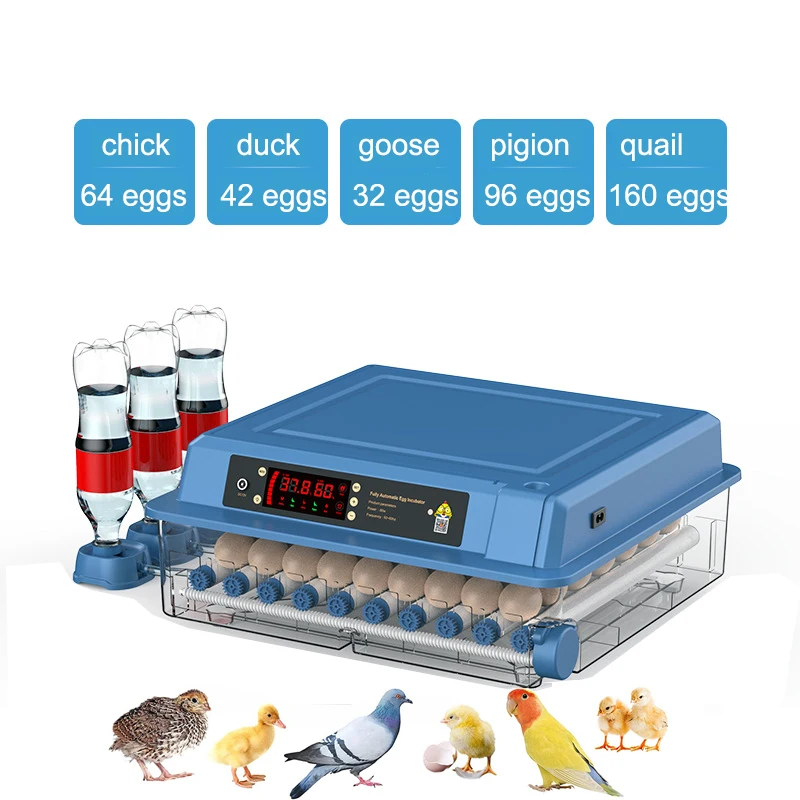 110/220V 64 Egg Incubator Full Automatic Eggs Hatcher Brooder Bird Chick Hatchery Incubator Double-electric Brooder Add Water