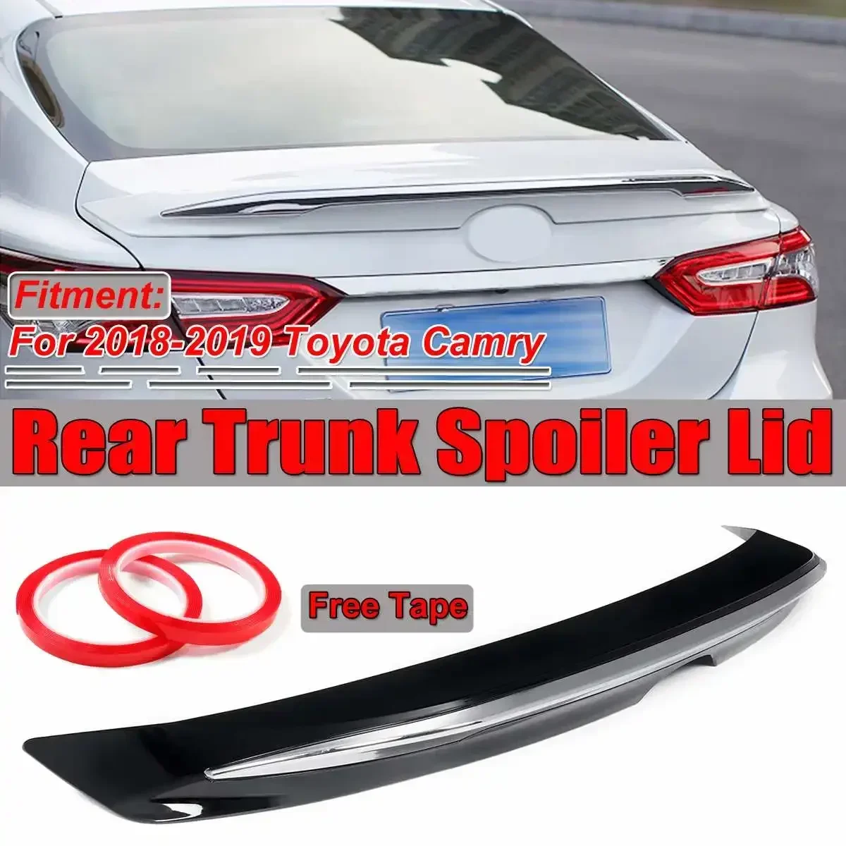 Matte/Glossy Black Car Rear Trunk Boot Lid Spoiler Wing Lip Extension For Toyota For Camry 2018 2019 ABS Car Rear Wing Lip