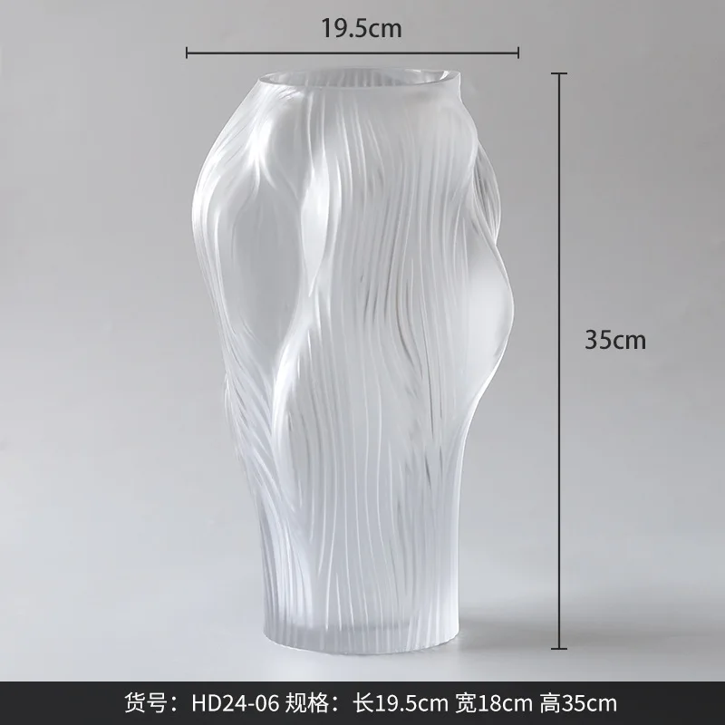 Vase in Ancient Style Light Luxury High-level Sense Irregular Transparent Glass Vase Ornaments Living Room Desktop Decoration