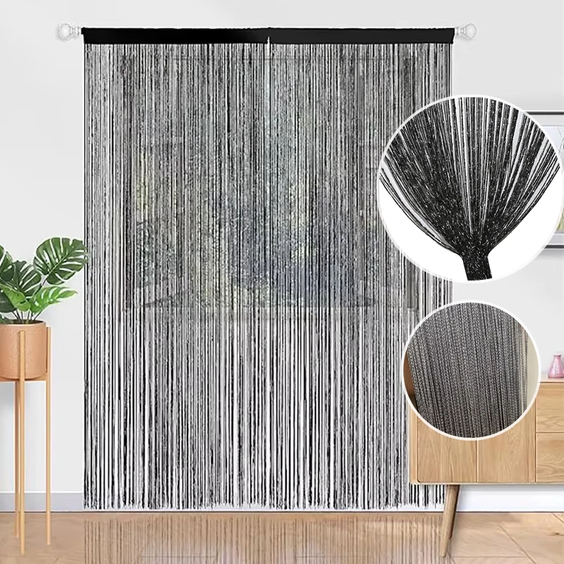 

Luxury Multi-Color Linear Curtain Wedding Decoration Shiny Tassel String Room Divider for Living Room Home Decor 200x95cm Silver