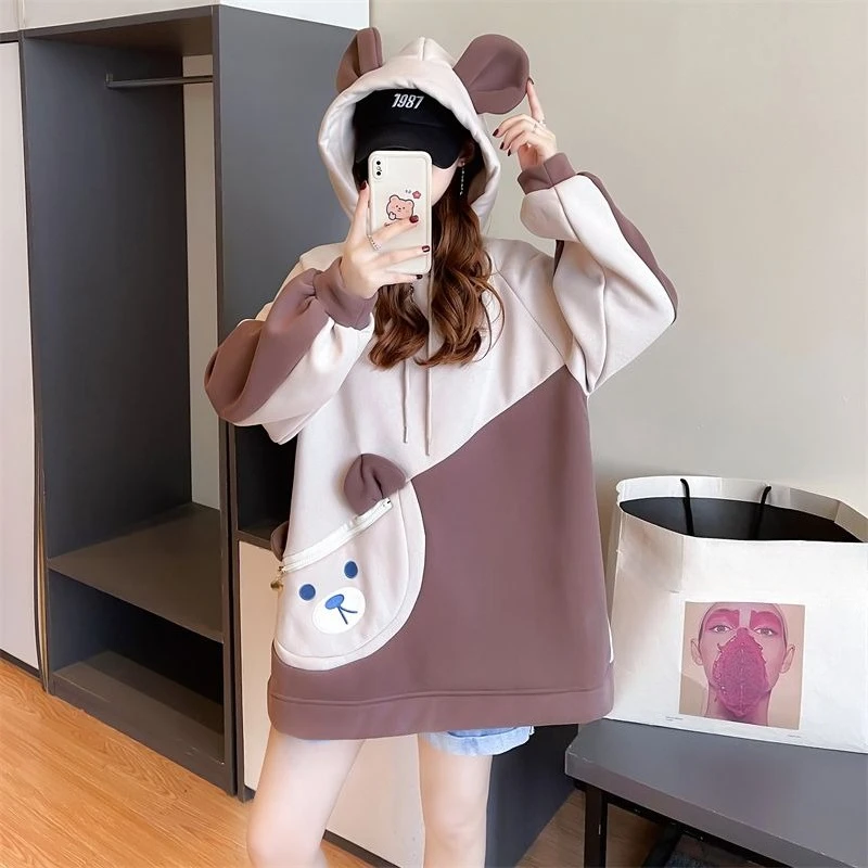 Fleece Female Hooded Top Emo Youthful Clothes Novelty Korean Clothing Designer 90s Vintage Oversize Women's Hoodies Sweatshirts