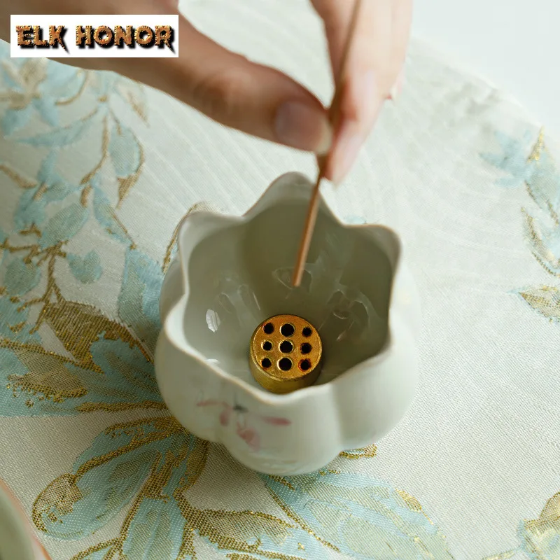 مرسومة باليد الوردي السحلية خط صغير حامل البخور البخور الدخان شلال البخور المعلقات عزز مبخرة حفل الشاي حلية