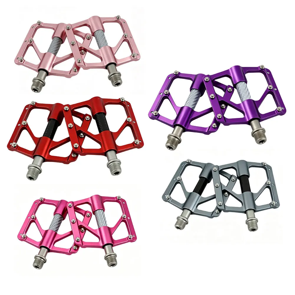 1 Pair 3 Bearing Bicycle Pedals Wide Anti-Slip Platform Aluminum Alloy Bike Pedal Wide Platform Foot Peg Non-slip Bicycle Pedal