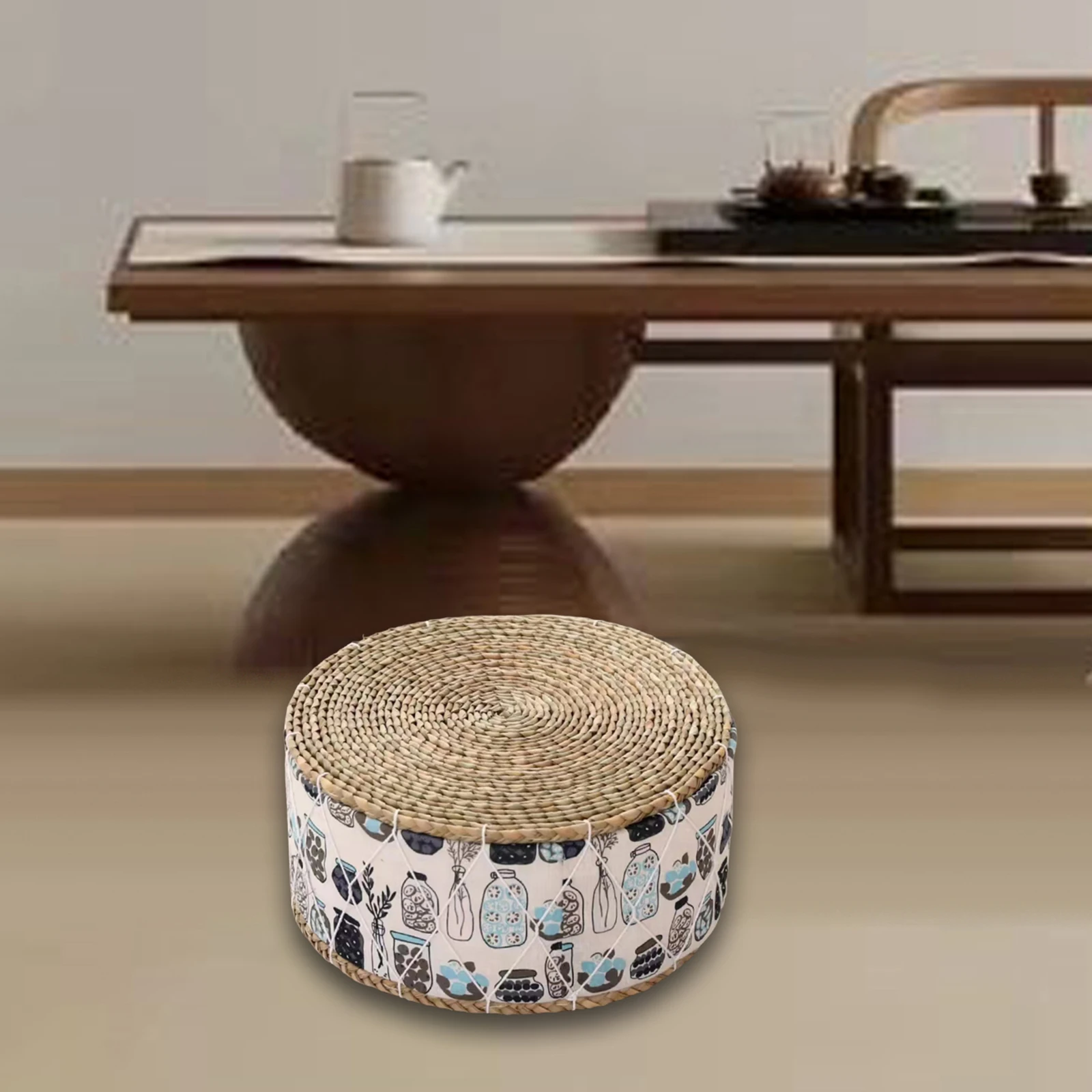 Straw Woven Small Stool Meditation Pillow Handmade Tatami Seat Cushion For Indoor Yoga Meditation Table Floor Stool