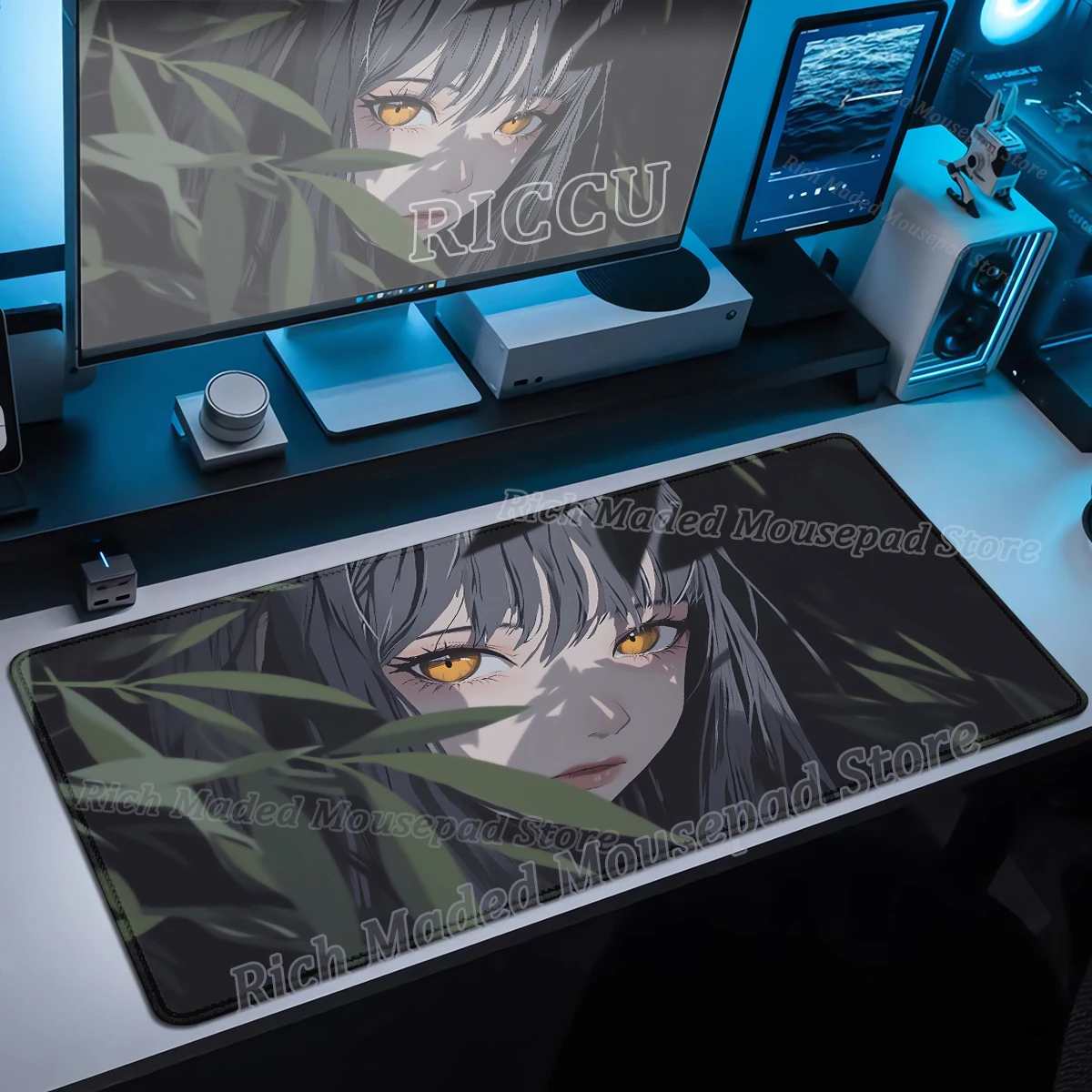 

XXL Green Leaf Mouse Pad PC Anime Girl Mousepad Gamer Laptop Pads Computer Keyboard Accessories Mouse Mat Rug Extended Desk Mat