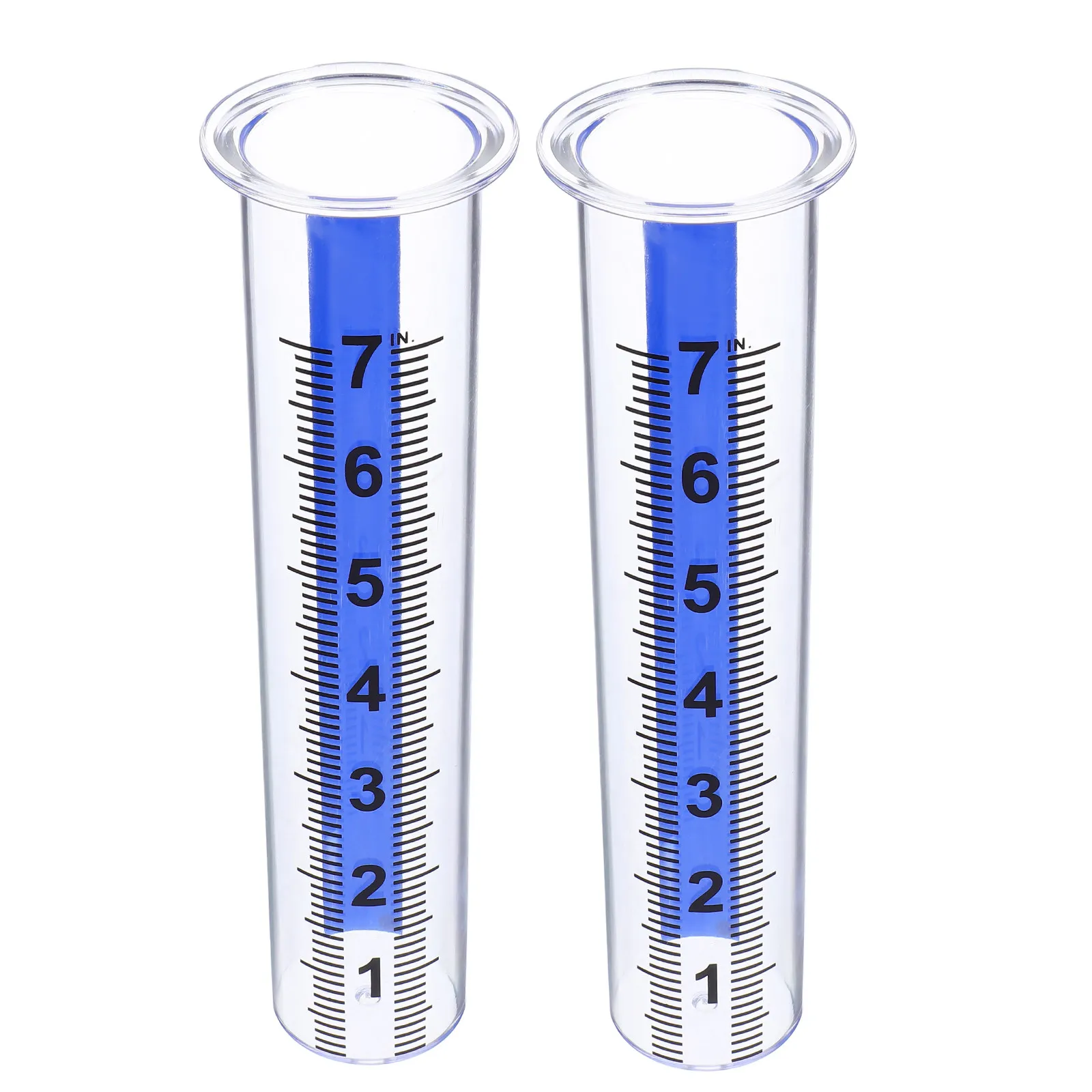 2Pcs Transparent Plastic Rain Gauge Tube Precise Graduated Measurement Tool for Yard Deck Greenhouse School Weather Station Use