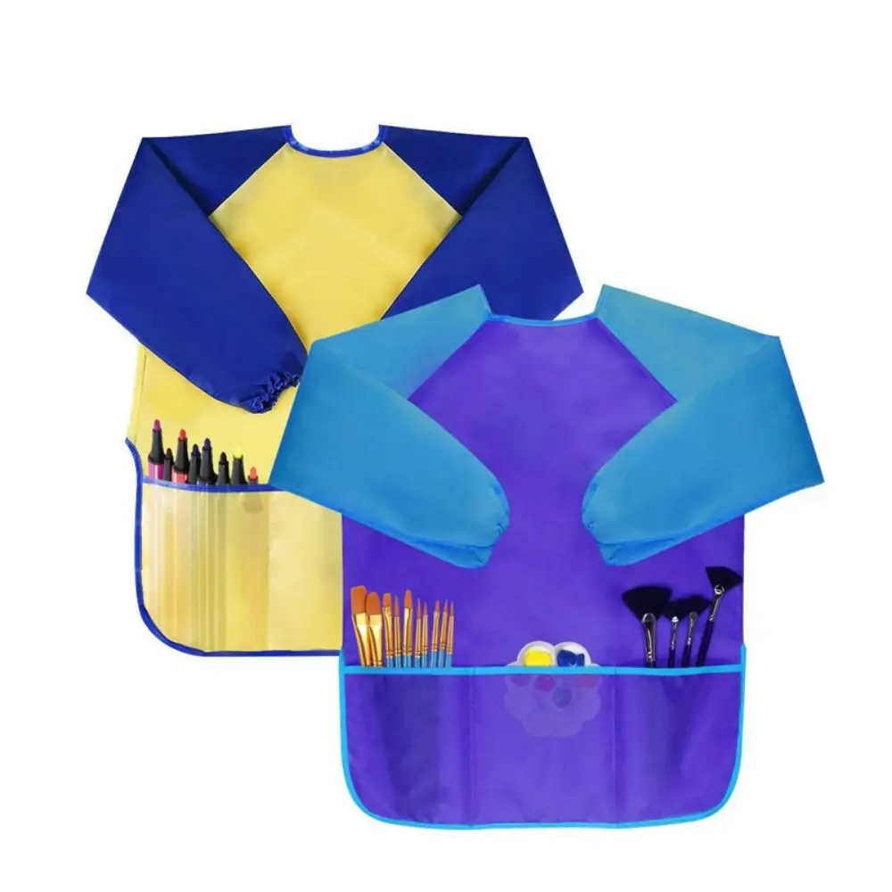 Reusable Nylon Painting Apron Long Sleeves With 3 Pockets DIY Painting Aprons Dirty-resistant Waterproof Apron Classroom