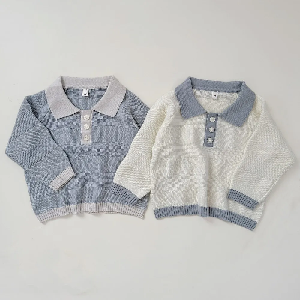 

infant tops toddler clothes boys sweaters Boys' casual style knitted sweater color blocking fashion simple pullover