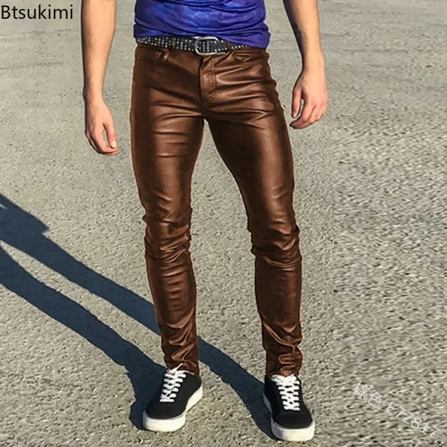 Elastische lage taille sexy pu lederen broek heren Amerikaanse Europese stijl mode feest slanke broek rood zwart kunstleer hotpants