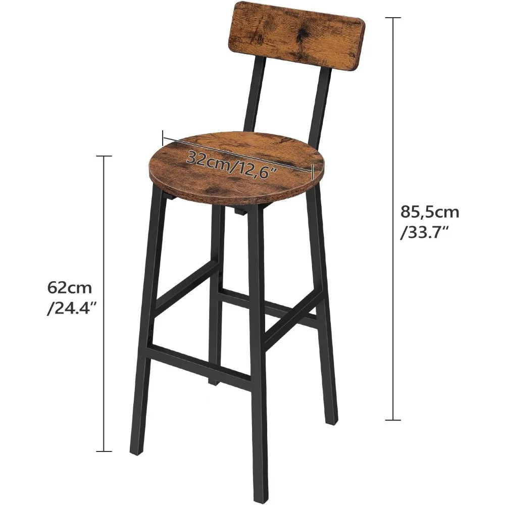 Lot de 2 chaises de bar rondes avec dossier, piste de bar pour amaran 24.4, chaises de petit-déjeuner avec repose-pieds