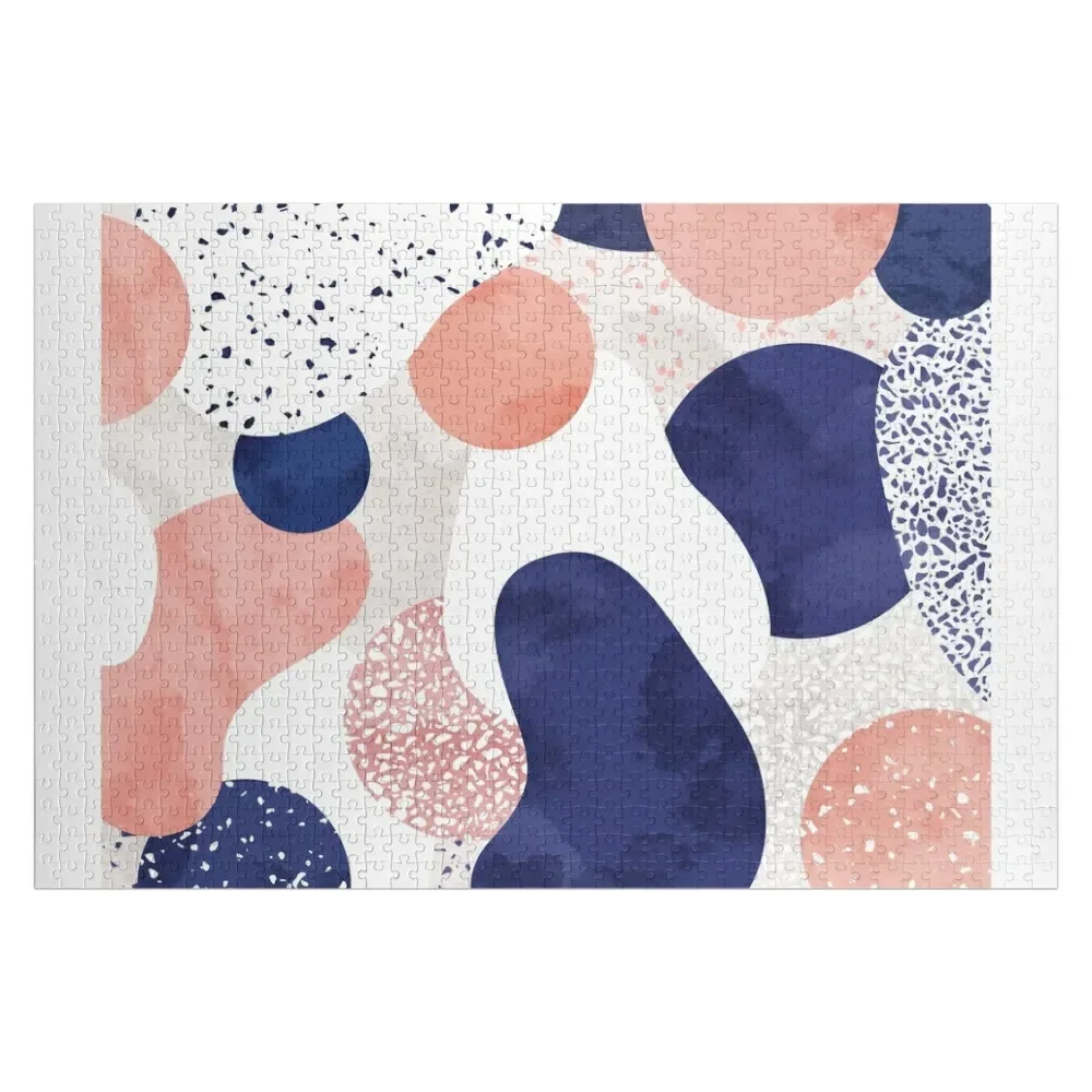 

Terrazzo galaxy pink blue white Jigsaw Puzzle Customized Kids Gift Personalize Wood Photo Personalized Puzzle