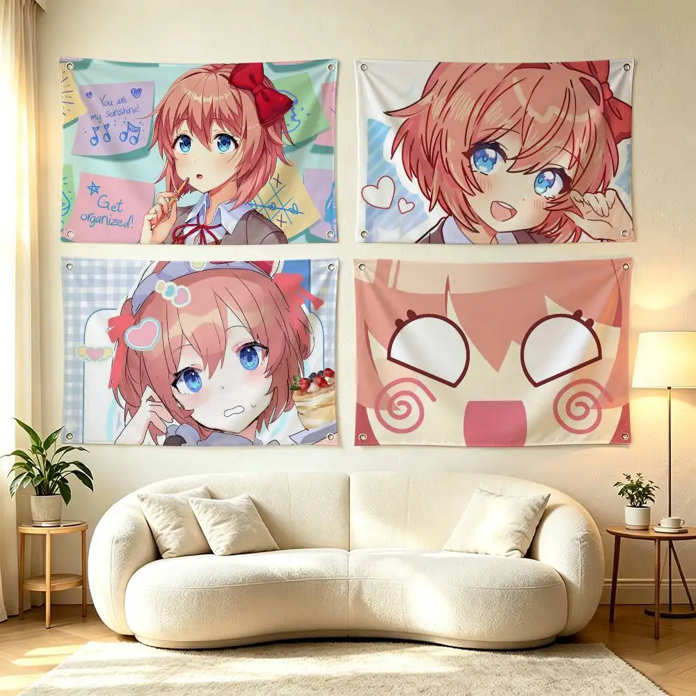 Game Character S-Sayori  Flags Wall Hanging Tapestry Outdoor Garage Room Decorative flag Background Blanket