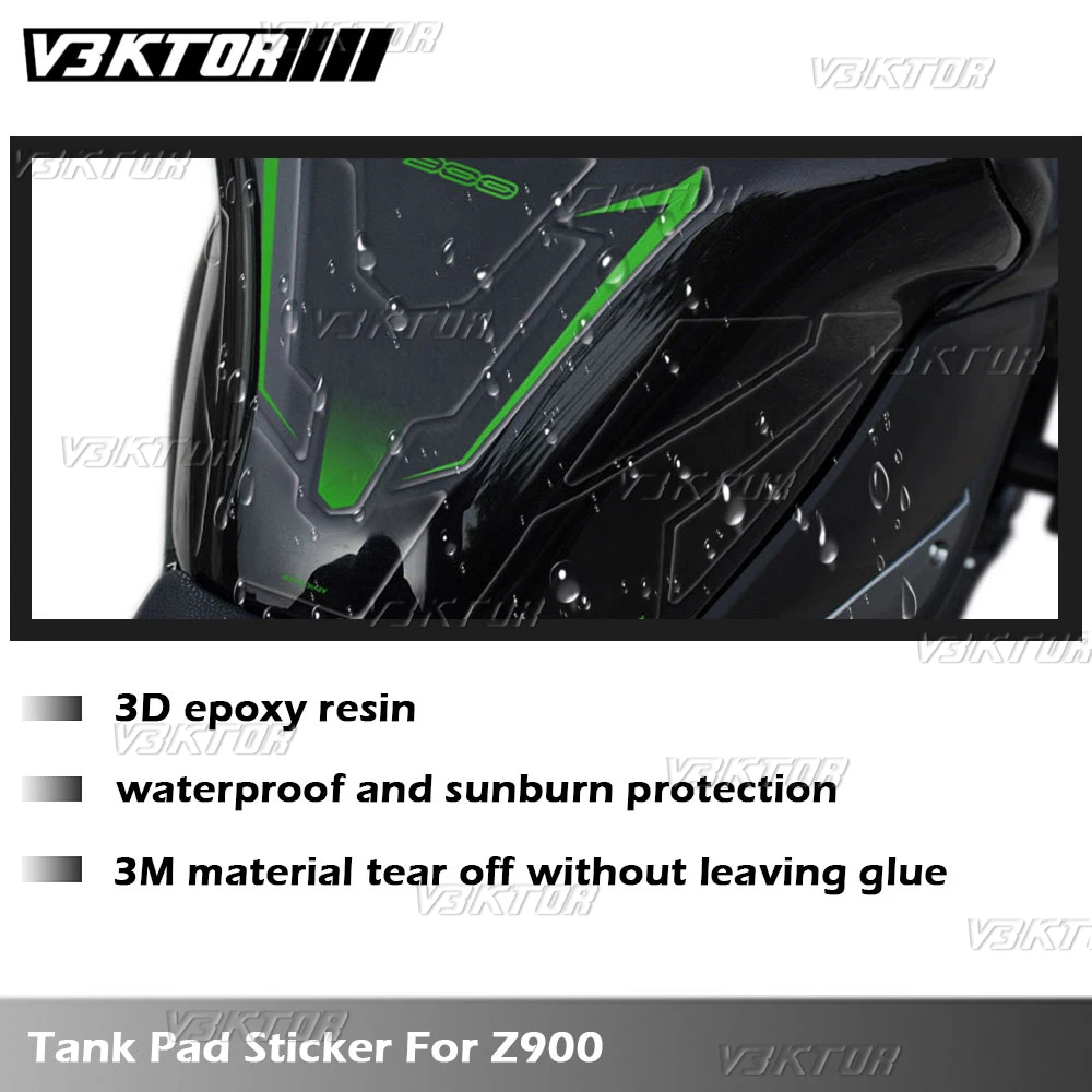 For Kawasaki Z900 Z 900 2017-2025 3D Motorcycle Transparent Fuel Tank Pad Sticker Tank Cap Decal Protector Waterproof
