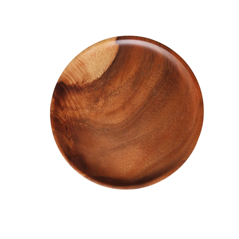 

12cm Wooden Round Fruit Plate Natural Food Tray Dessert Snack Saucer Unique Texture for Home Wooden Round Tray